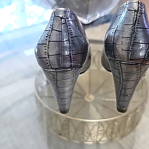 Jessica Simpson Layla High Heels Metalic silver & black size 6B - Picture 7 of 8